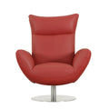 Modern Genuine Italian Leather Upholstered Chair Red Foam Leather