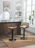 Coolmore Swivel Bar Stools Set Of 2 Adjustable Counter Height Chairs With Footrest For Kitchen, Dining Room 2Pc Set Beige Polyester
