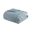 Embroidered Comforter Set Full Blue Polyester