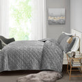 Velvet Quilt Set Full Grey Polyester