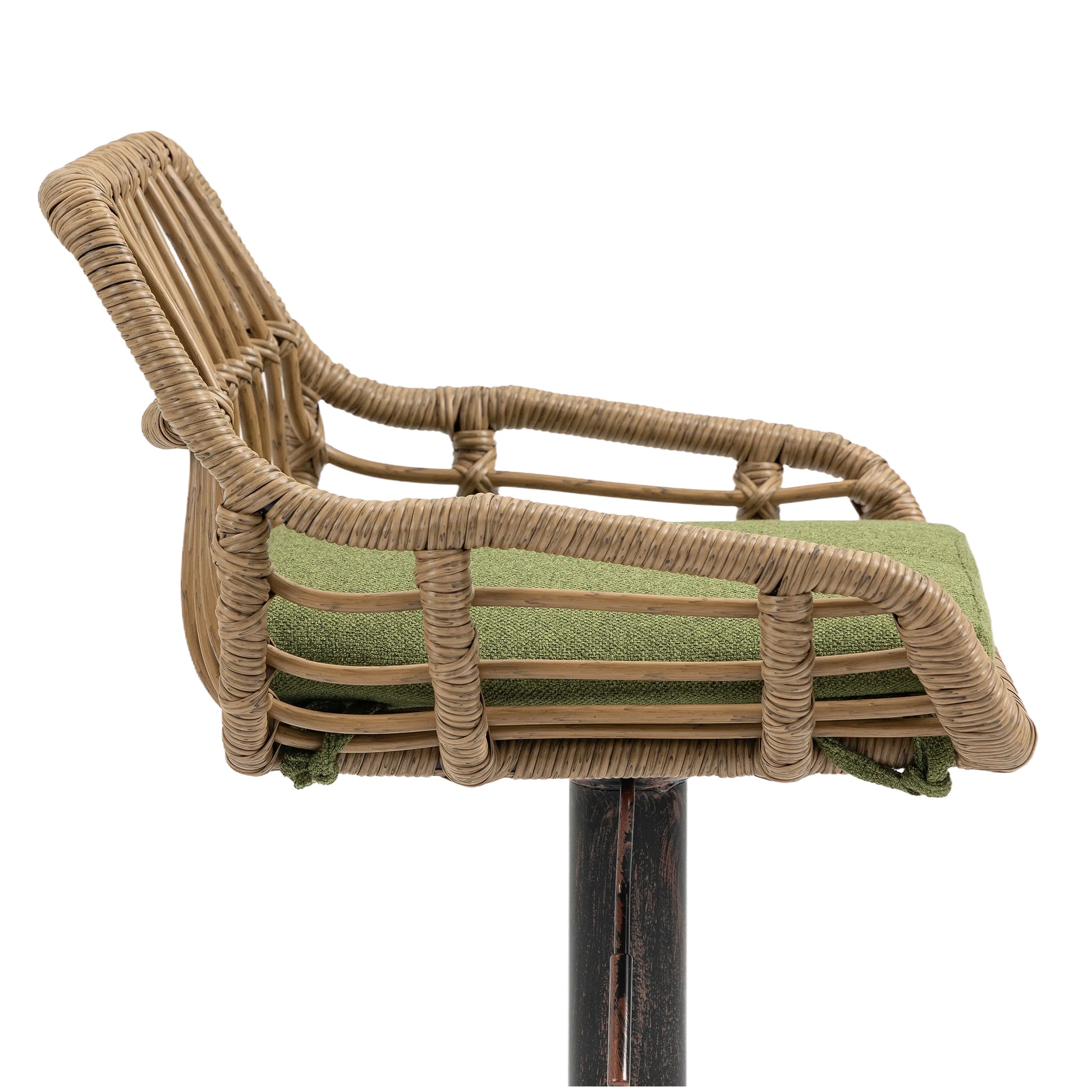 Coolmore Swivel Bar Stools Set Of 2 Adjustable Counter Height Chairs With Footrest For Kitchen, Dining Room 2Pc Set Green Polyester