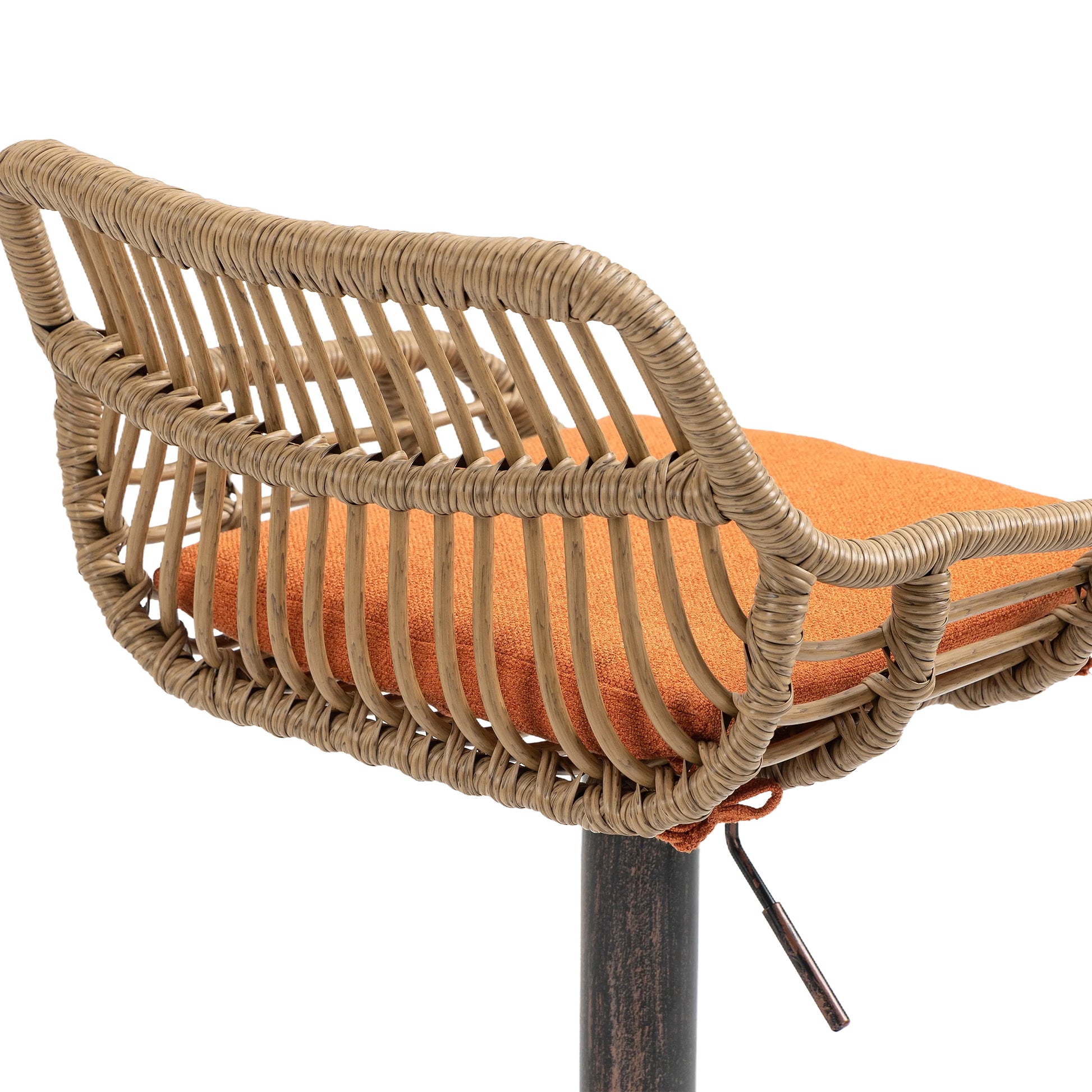 Coolmore Swivel Bar Stools Set Of 2 Adjustable Counter Height Chairs With Footrest For Kitchen, Dining Room 2Pc Set Orange Polyester