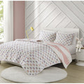 Cotton Cabana Stripe Reversible Quilt Set With Rainbow Reverse Twin Pink Cotton