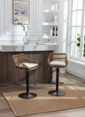 Coolmore Swivel Bar Stools Set Of 2 Adjustable Counter Height Chairs With Footrest For Kitchen, Dining Room 2Pc Set Beige Polyester