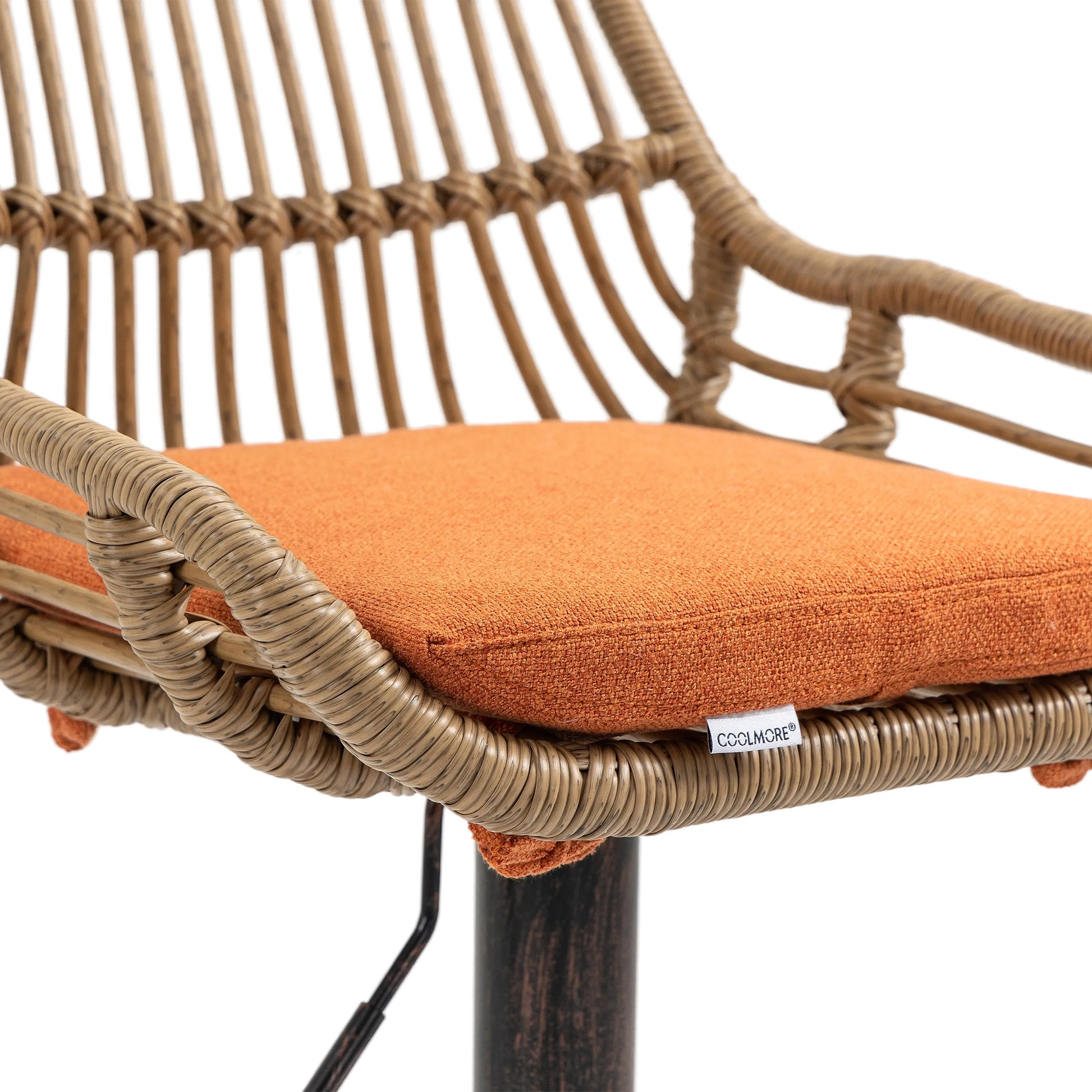 Coolmore Swivel Bar Stools Set Of 2 Adjustable Counter Height Chairs With Footrest For Kitchen, Dining Room 2Pc Set Orange Polyester