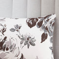 Floral Print Duvet Cover Set Full White Black Microfiber