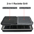 Dual Raclette Table Grill W Non Stick Grilling Plate & Cooking Stone 8 Person Electric Tabletop Cooker For Korean Bbq Melt Cheese, Cook Meat & Veggies At Once Black Iron Plastic Metal