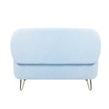 Blue Storage Ottoman Bench For End Of Bed Gold Legs, Modern Grey Faux Fur Entryway Bench Upholstered Padded With Storage For Living Room Bedroom Blue Faux Fur