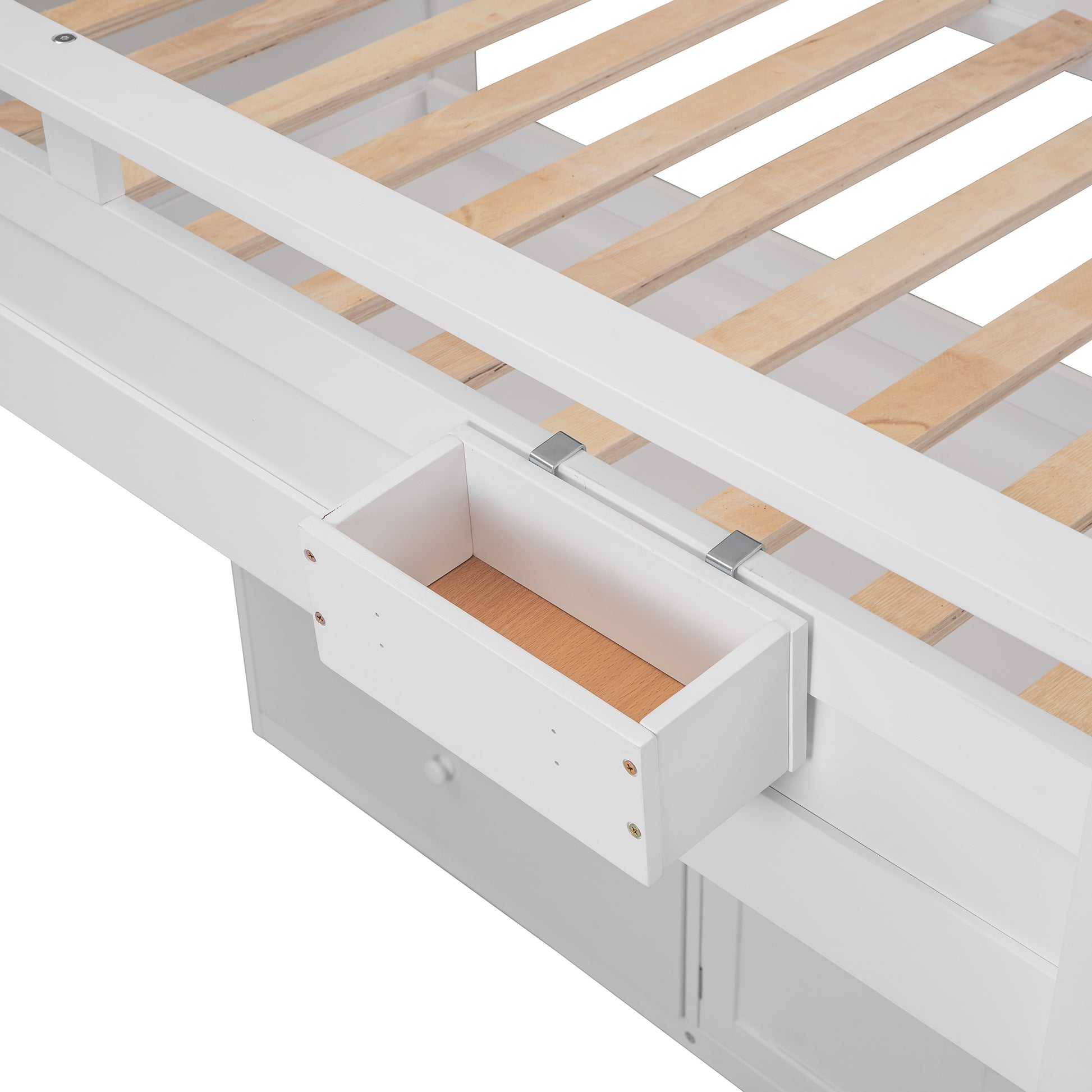 Loft Bed With Rolling Cabinet And Desk White White Solid Wood Mdf