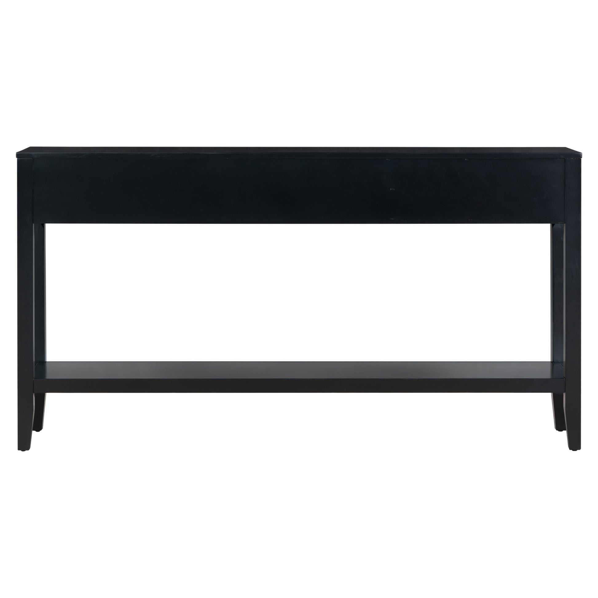 Contemporary 3 Drawer Console Table With 1 Shelf, Entrance Table For Entryway, Hallway, Living Room, Foyer, Corridor Black Solid Wood Mdf
