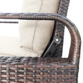 Outdoor Recliner, Automatic Adjustable Wicker Lounge Recliner Chair With Comfy Thicken Cushion, All Weather Aluminum Frame, Brown Wicker Beige Cushion Yes Lounge Beige Brown Rust Resistant Frame Fade Resistant Cushion Garden & Outdoor Classic Complete