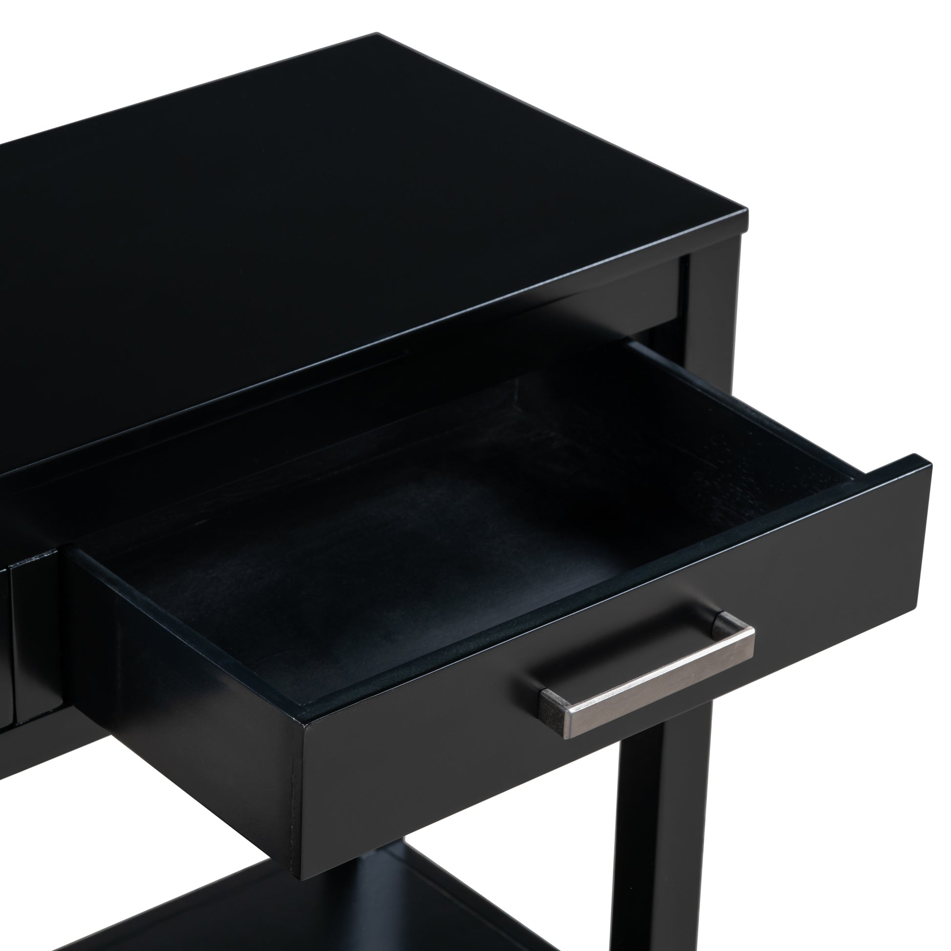 Contemporary 3 Drawer Console Table With 1 Shelf, Entrance Table For Entryway, Hallway, Living Room, Foyer, Corridor Black Solid Wood Mdf