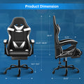 Yssoa Racing Video Backrest And Seat Height Recliner Gaming Office High Back Computer Ergonomic Adjustable Swivel Chair, With Footrest, Black White Black Leather