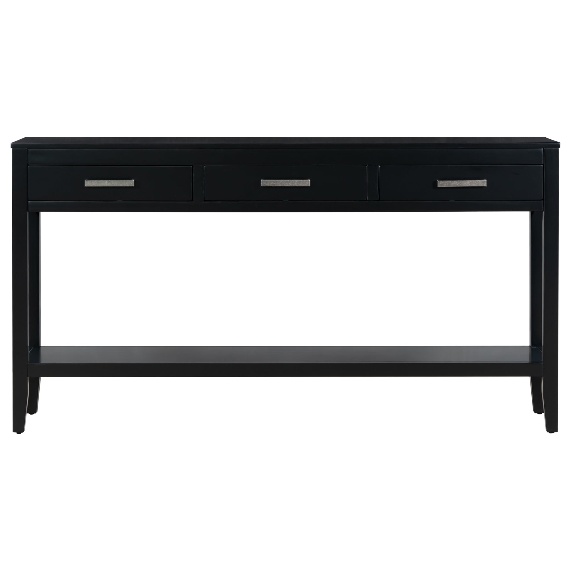 Contemporary 3 Drawer Console Table With 1 Shelf, Entrance Table For Entryway, Hallway, Living Room, Foyer, Corridor Black Solid Wood Mdf