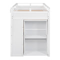 Loft Bed With Rolling Cabinet And Desk White White Solid Wood Mdf