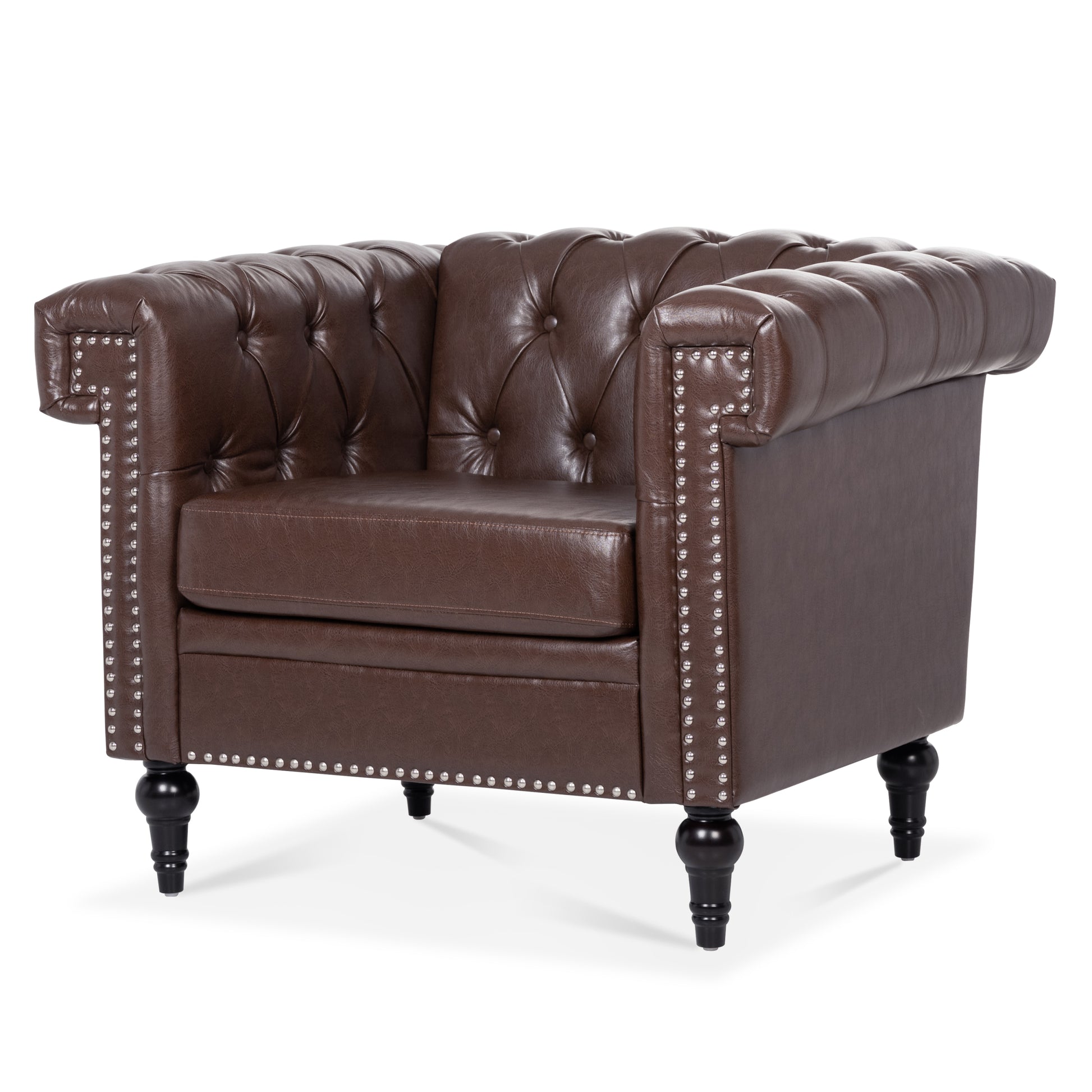 1 Seater Sofa For Living Room Brown Pu Pu
