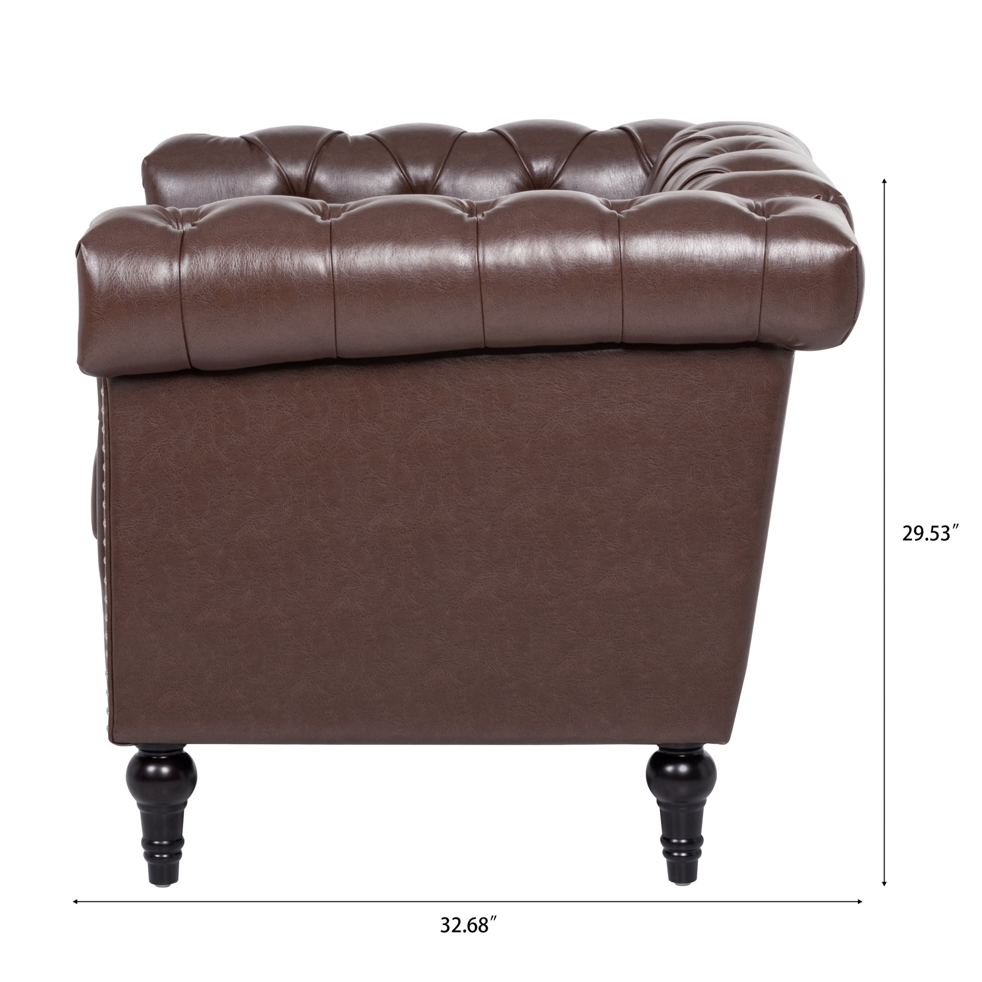 1 Seater Sofa For Living Room Brown Pu Pu