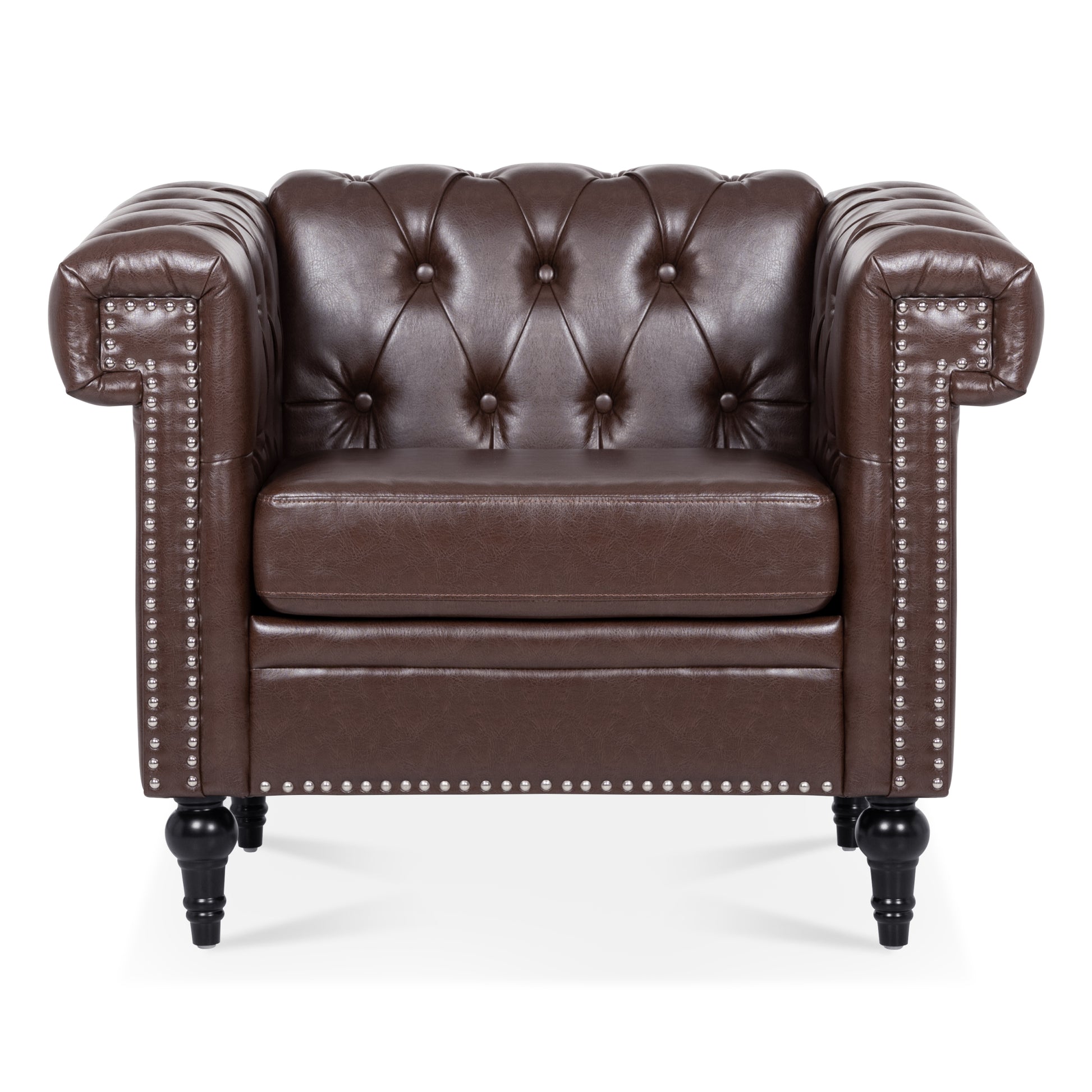 1 Seater Sofa For Living Room Brown Pu Pu