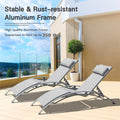 Outdoor Chaise Lounge Set Of 2 Patio Recliner Chairs With Adjustable Backrest And Removable Pillow For Indoor&Outdoor Beach Pool Sunbathing Lawn Gray, 2 Lounge Chairs Gray Aluminium