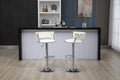 Coolmore Swivel Bar Stools Set Of 2 Adjustable Counter Height Chairs With Footrest For Kitchen, Dining Room 2Pc Set White Pu Pu Leather