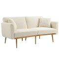 Coolmore Velvet Sofaaccent Sofa .Seat Sofa With Metal Feet White Teddy Polyester