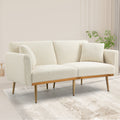 Coolmore Velvet Sofaaccent Sofa .Seat Sofa With Metal Feet White Teddy Polyester