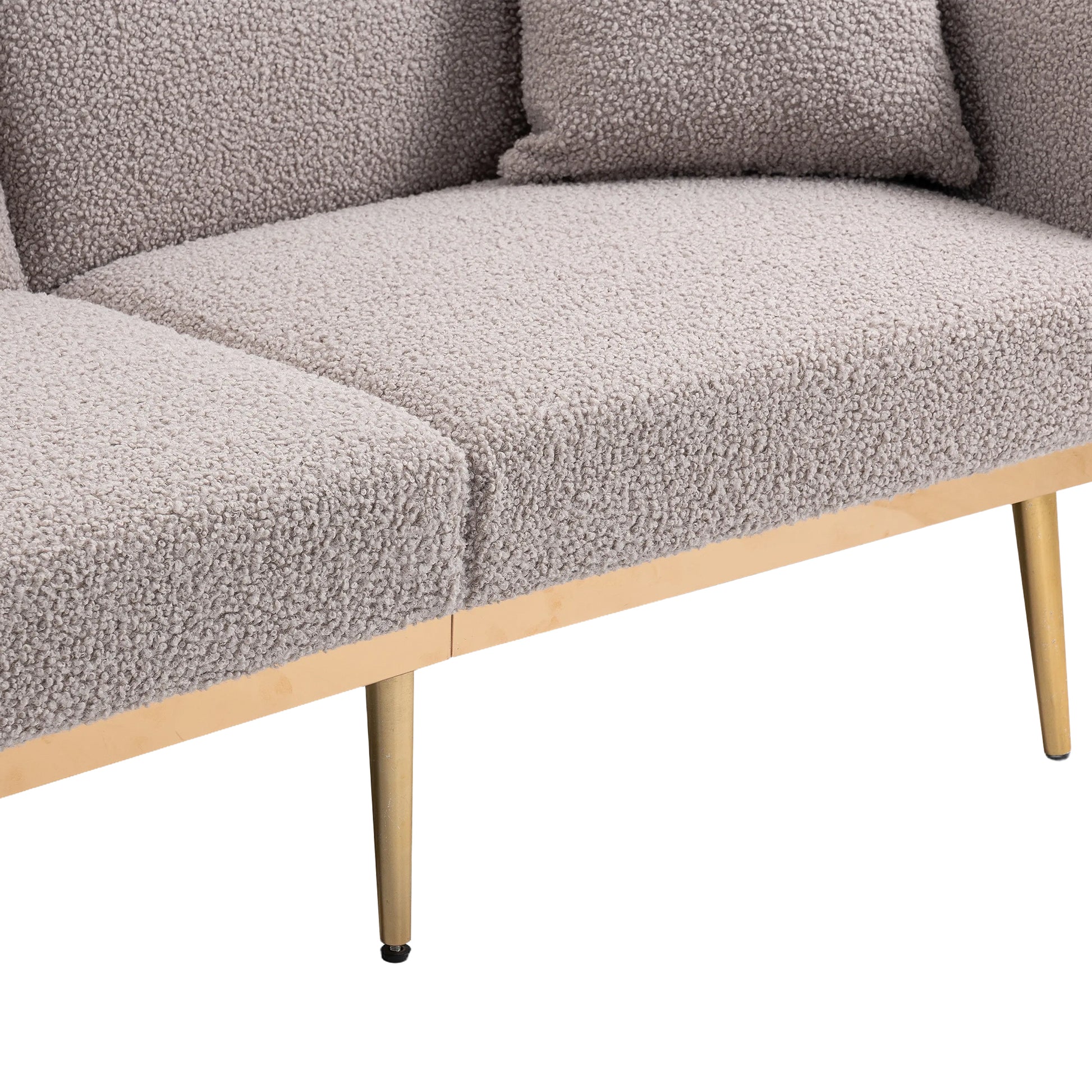 Coolmore Velvet Sofaaccent Sofa .Seat Sofa With Metal Feet Grey Teddy Polyester