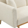 Coolmore Velvet Sofaaccent Sofa .Seat Sofa With Metal Feet White Teddy Polyester