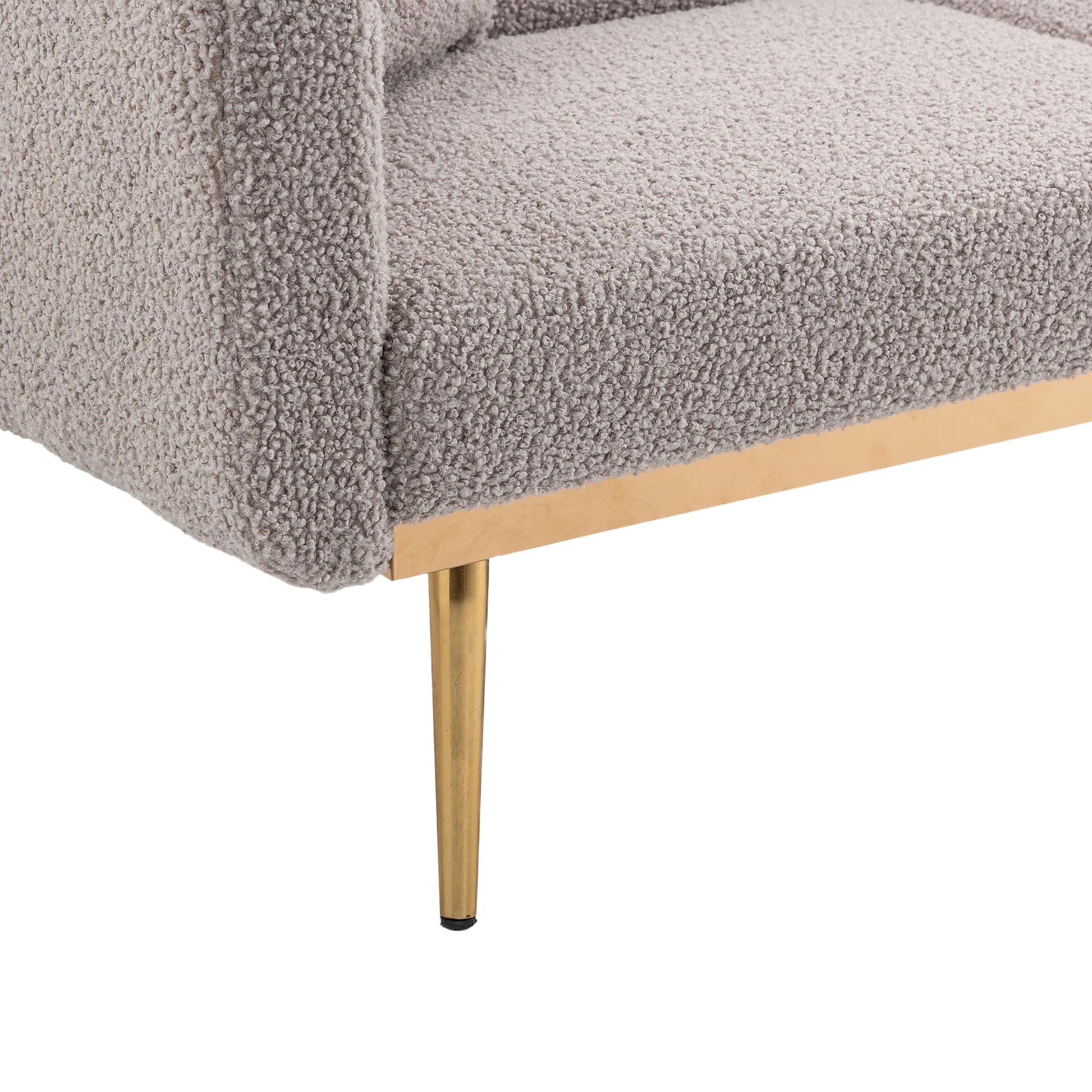 Coolmore Velvet Sofaaccent Sofa .Seat Sofa With Metal Feet Grey Teddy Polyester