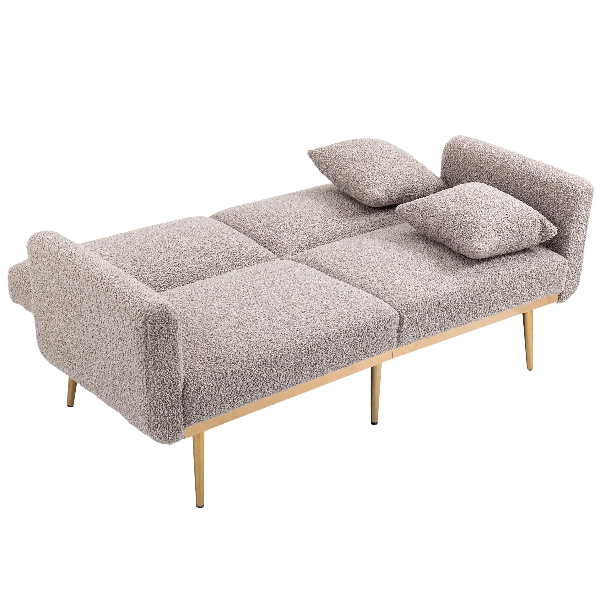 Coolmore Velvet Sofaaccent Sofa .Seat Sofa With Metal Feet Grey Teddy Polyester