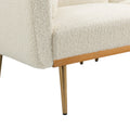 Coolmore Velvet Sofaaccent Sofa .Seat Sofa With Metal Feet White Teddy Polyester