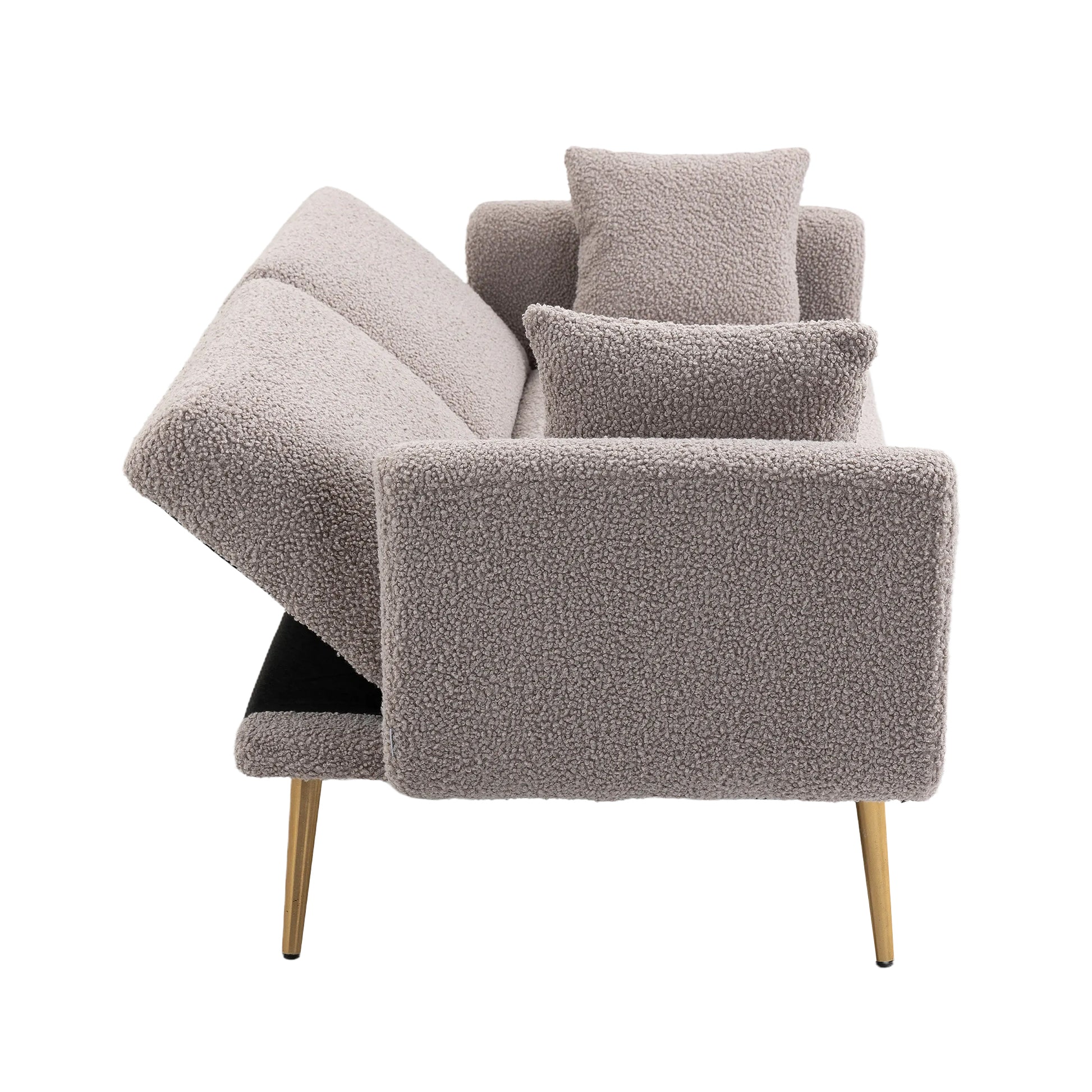 Coolmore Velvet Sofaaccent Sofa .Seat Sofa With Metal Feet Grey Teddy Polyester