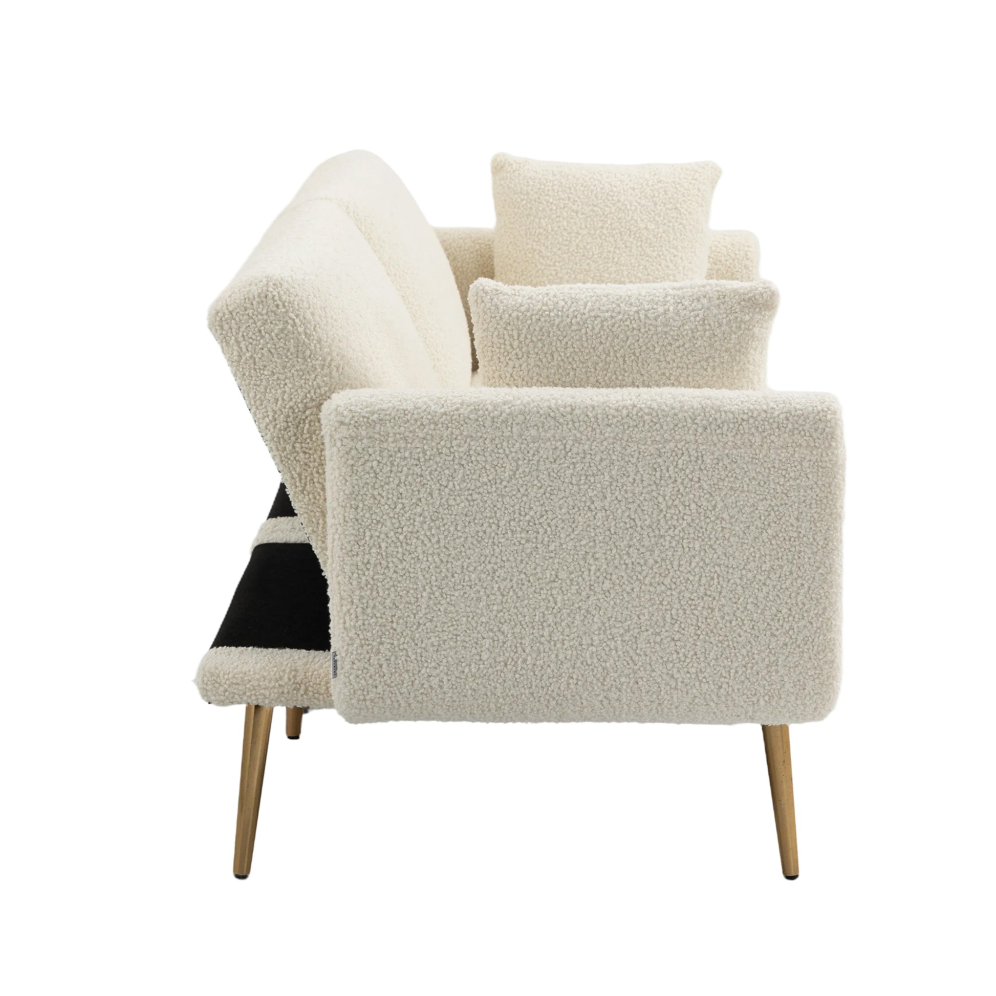 Coolmore Velvet Sofaaccent Sofa .Seat Sofa With Metal Feet White Teddy Polyester