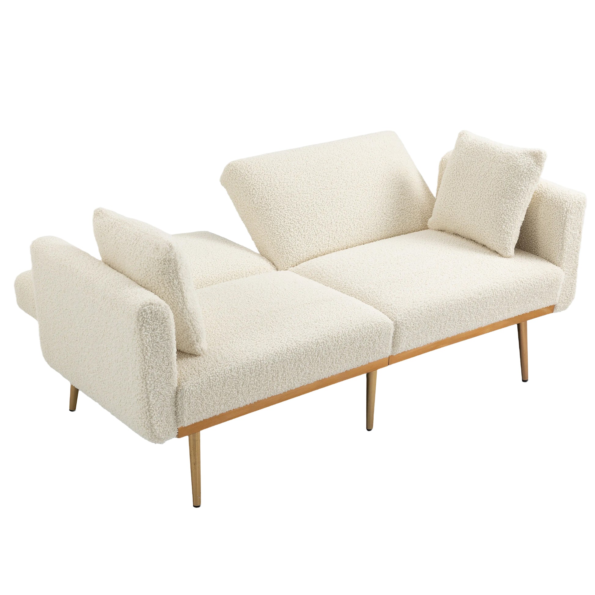 Coolmore Velvet Sofaaccent Sofa .Seat Sofa With Metal Feet White Teddy Polyester