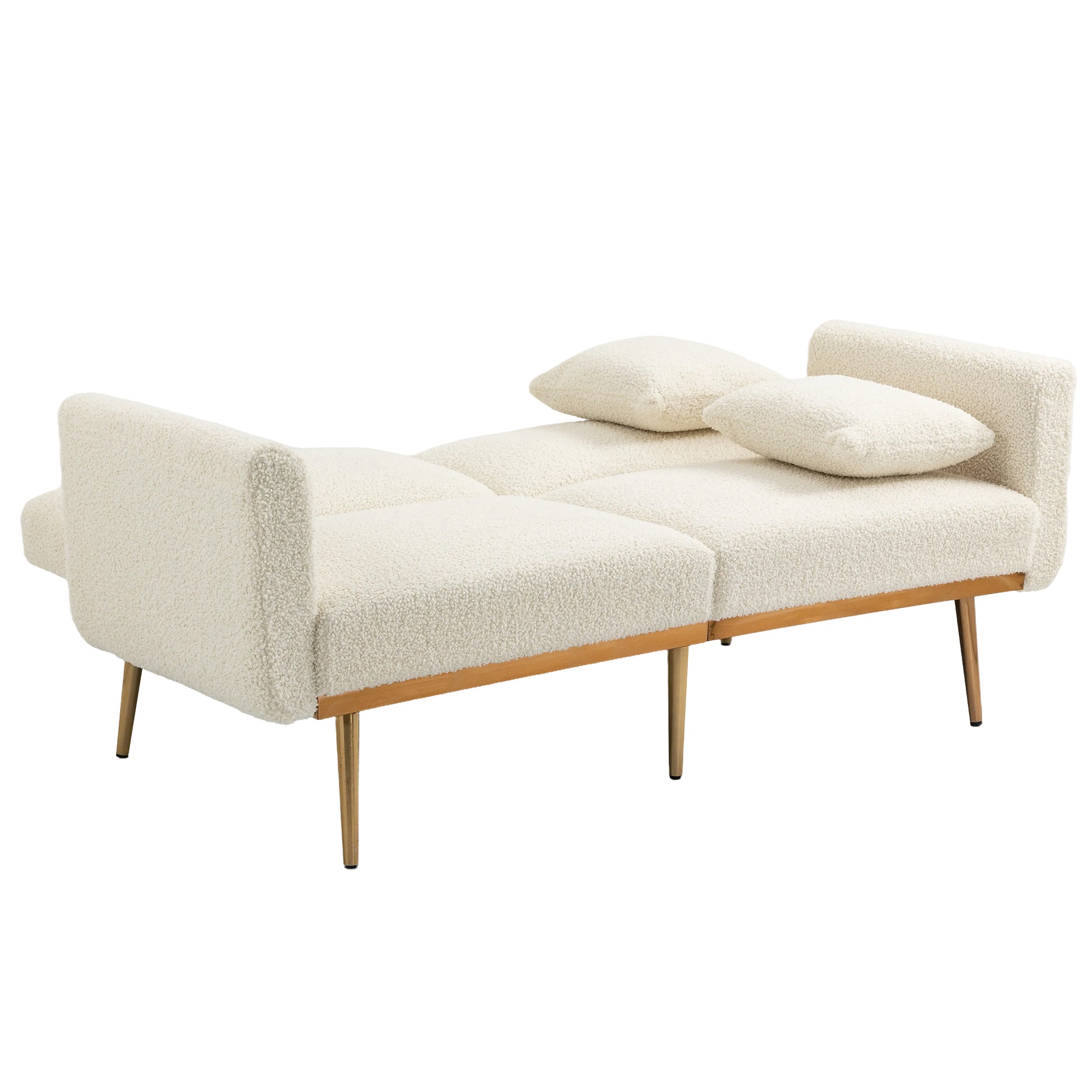 Coolmore Velvet Sofaaccent Sofa .Seat Sofa With Metal Feet White Teddy Polyester