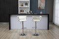 Coolmore Swivel Bar Stools Set Of 2 Adjustable Counter Height Chairs With Footrest For Kitchen, Dining Room 2Pc Set White Pu Pu Leather