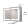 Bathroom Medicine Cabinet With Lights, 36 24 Inch Led Medicine Cabinet With Mirror, Wall Cabinet With Shelves, Double Door Lighted Medicine Cabinet With Defogger, Dimmable, Wall Mount Mirror Included Bathroom Powder Coated 3 Silver 2 2 36 To 47 In 24 To