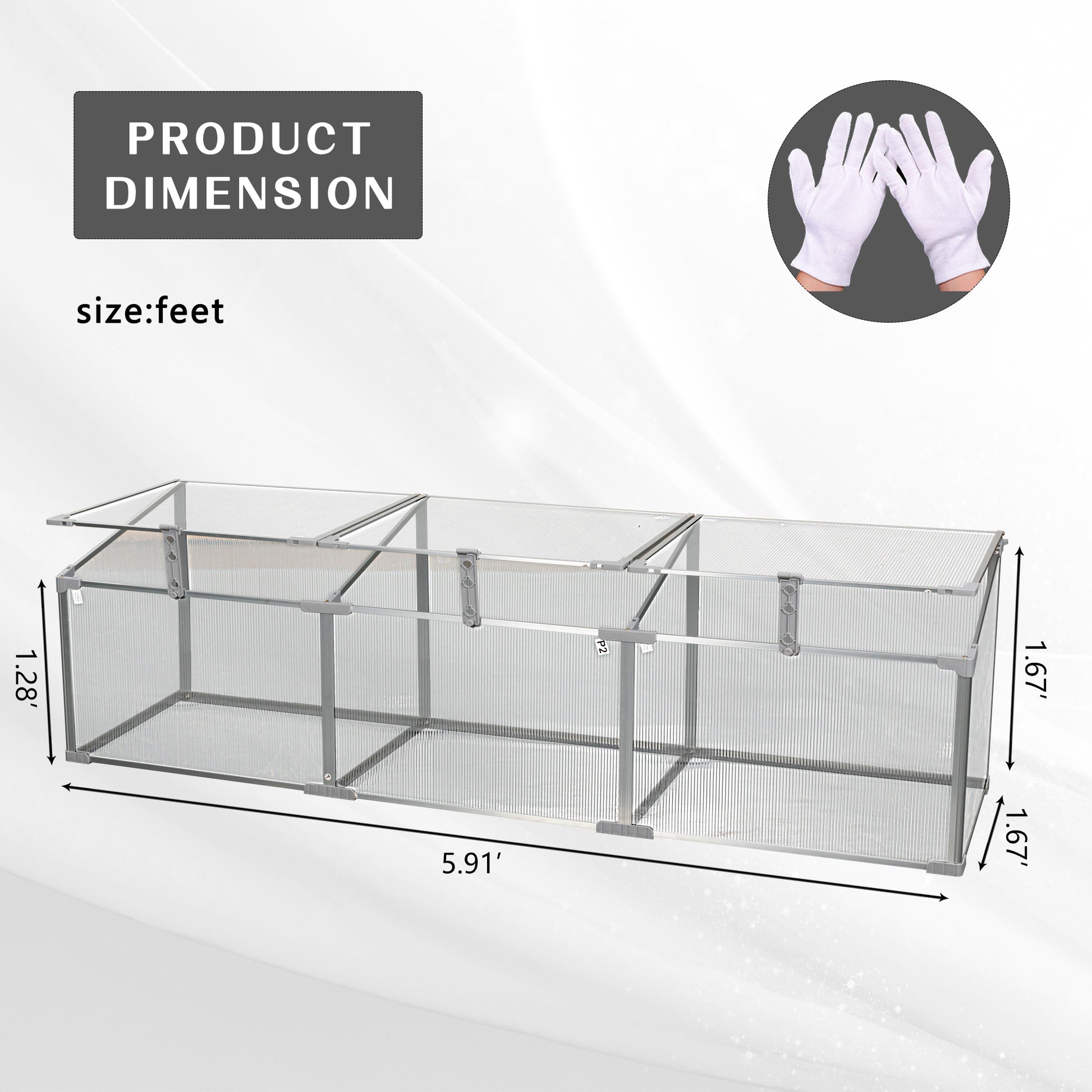 Polycarbonate Greenhouse For Outdoors In Winter Silver Aluminium