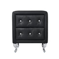 Elegant Pu Nightstand With 2 Drawers And Crystal Handle,Fully Assembled Except Legs&Handles,Storage Bedside Table With Metal Legs Black Black Pu
