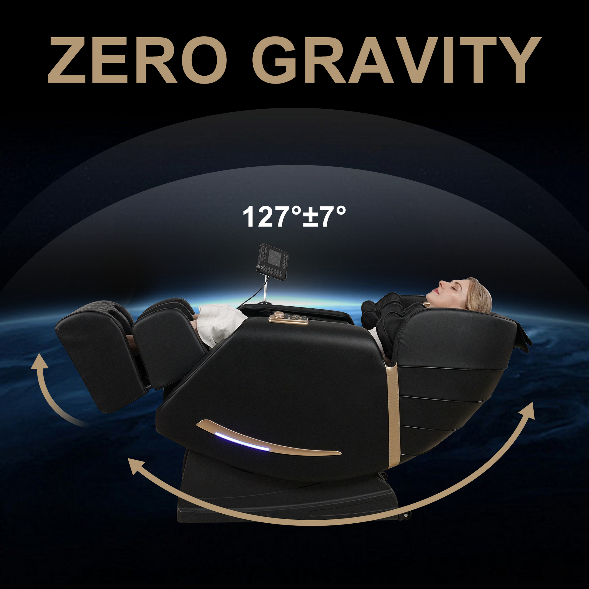 Full Body Massage Chair With Zero Gravity Recliner,With Two Control Panel: Smart Large Screen & Rotary Switch,Spot Kneading And Heating,Airbag Coverage,Suitable For Home Office Black Pu