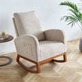 27.56'' Wide Linen Rocking Chair Accent Chair In Beige Color Beige Brown Primary Living Space Modern Rubberwood Foam Linen