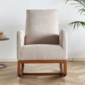 27.56'' Wide Linen Rocking Chair Accent Chair In Beige Color Beige Brown Primary Living Space Modern Rubberwood Foam Linen