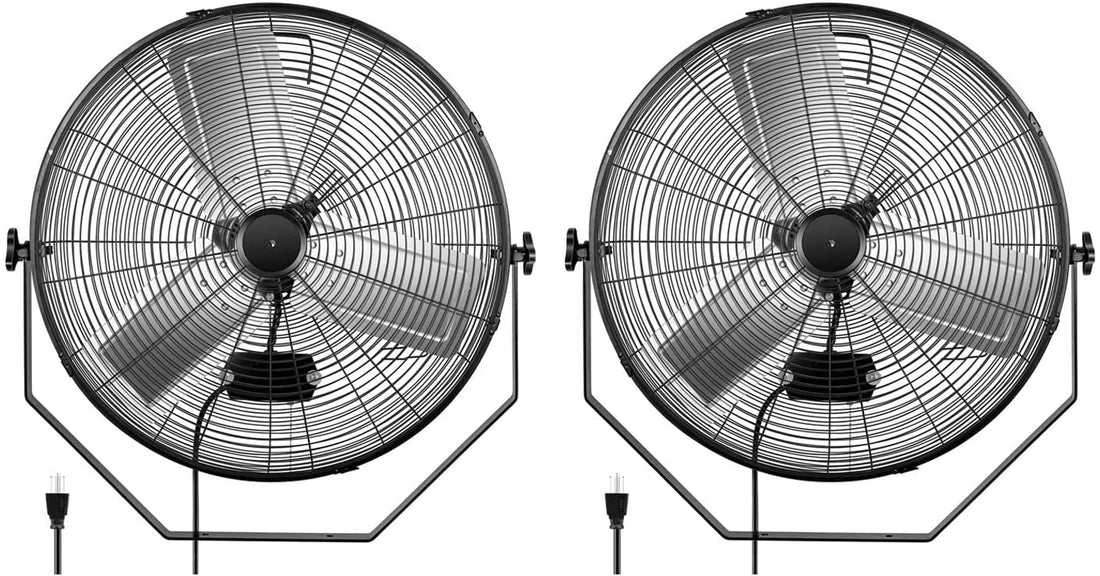 2Pack 24 Inch Industrial Wall Mount Fan, 3 Speed Commercial Ventilation Metal Fan For Warehouse, Greenhouse, Workshop, Patio, Factory And Basement High Velocity Black Metal