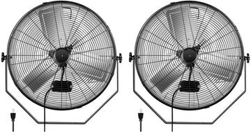 2Pack 24 Inch Industrial Wall Mount Fan, 3 Speed Commercial Ventilation Metal Fan For Warehouse, Greenhouse, Workshop, Patio, Factory And Basement High Velocity Black Metal