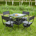Set Of 5, Folding Outdoor Table And Chairs Set For Indoor, Outdoor Camping, Picnics, Beach,Backyard, Bbq, Party, Patio, Black Gray Black Aluminum