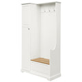 Stylish Design Hall Tree With Flip Up Bench, Minimalist Hallway Shoe Cabinet With Adjustable Shelves, Multifunctional Furniture With Hanging Hooks For Entryways, Mudroom, White High Back White Primary Living Space Minimalist Wood Flip Top Mdf