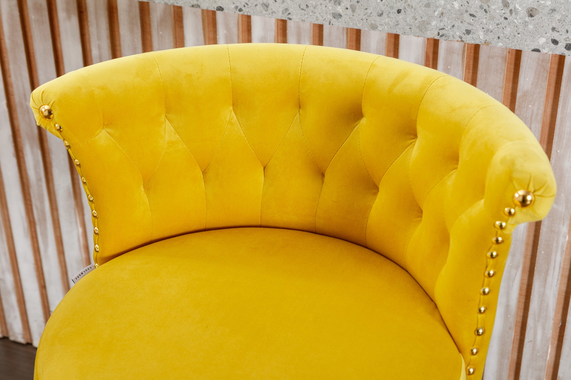 Coolmore Swivel Bar Stools Set Of 2 Adjustable Counter Height Chairs With Footrest For Kitchen, Dining Room 2Pc Set Yellow Velvet