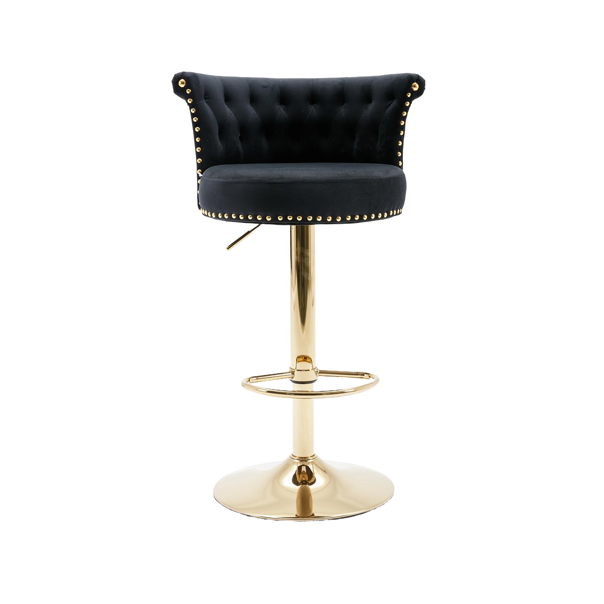 Coolmore Swivel Bar Stools Set Of 2 Adjustable Counter Height Chairs With Footrest For Kitchen, Dining Room 2Pc Set Black Velvet