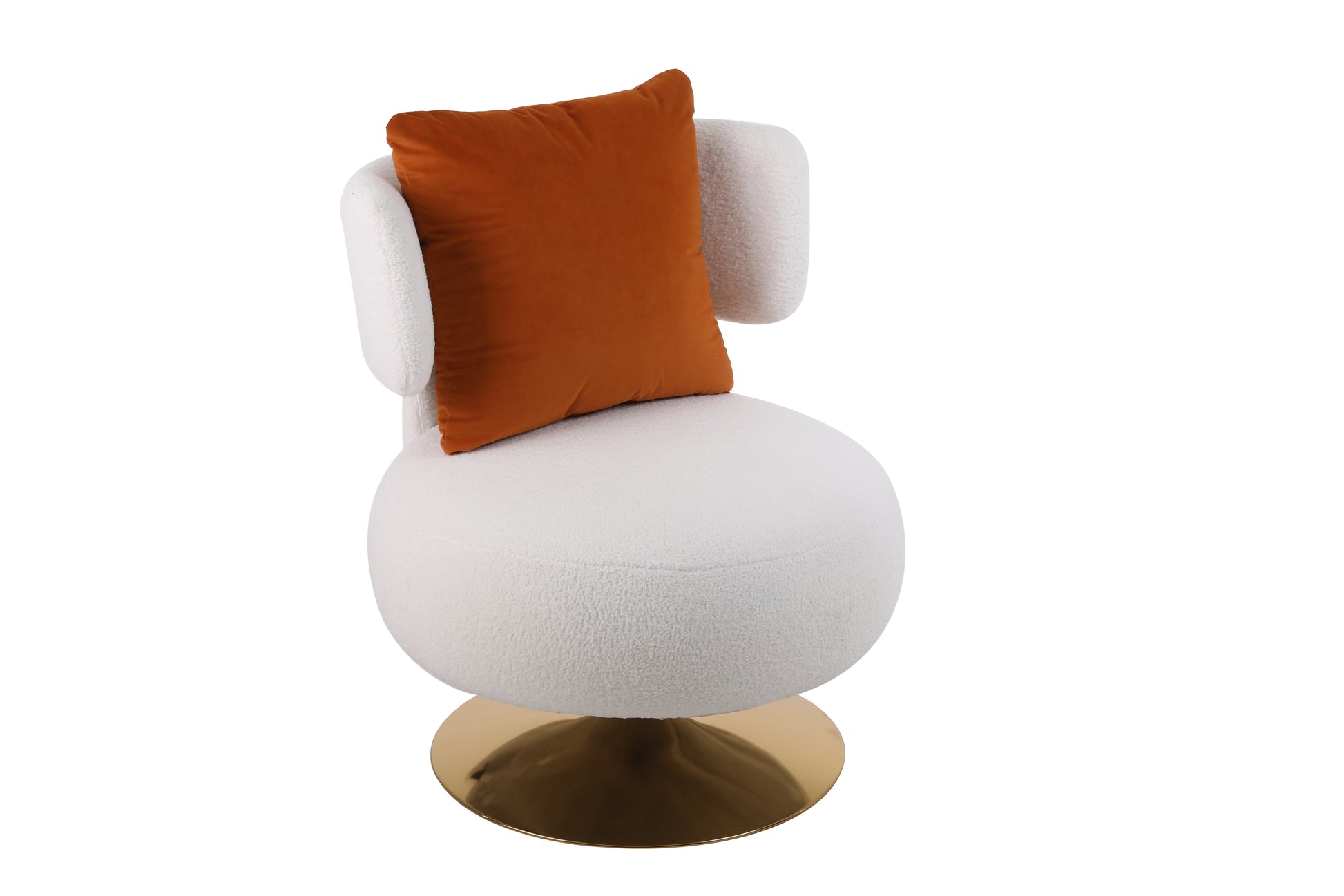Swivel Accent Chair Armchair, Round Barrel Chair In Fabric For Living Room Bedroom White Primary Living Space American Design Foam Faux Fur