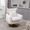 Classic Mid Century 360 Degree Swivel Accent Chair, White Teddy Fabric White Primary Living Space American Design Foam Fabric